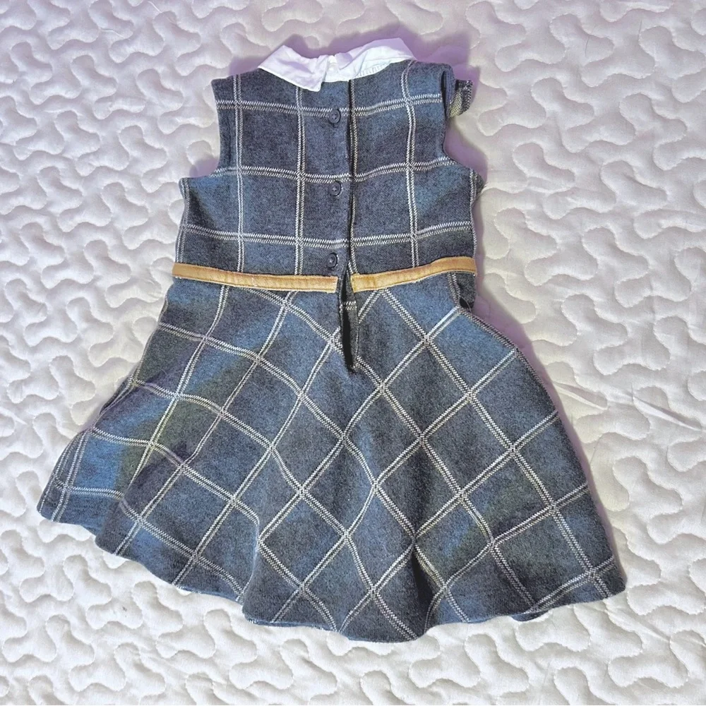 Janie and Jack Windowpane Ruffle Ponte Dress Gray 12-18 Months